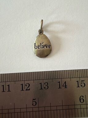 Sterling Silver Believe Pendant Charm Y2K 925